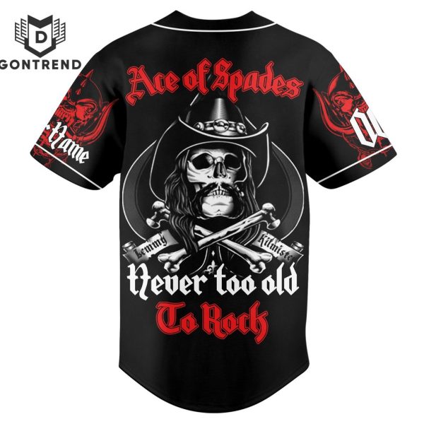 Motorhead Ace Of Spades Never Too Old To Rock Baseball Jersey