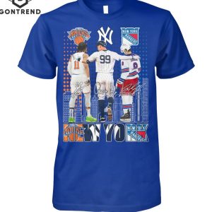 New York Knicks x New York Yankees x New York Rangers Signature Unisex T-Shirt