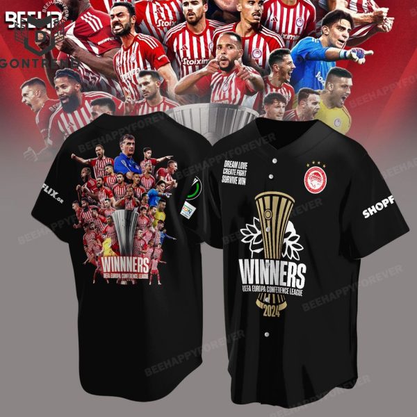 Olympiakos F.C 2024 UEFA Europa Conference League WINNERS Design Baseball Jersey