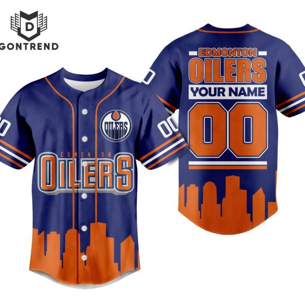 Personalized Edmonton Oilers Logo Baseball Jersey