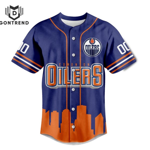 Personalized Edmonton Oilers Logo Baseball Jersey