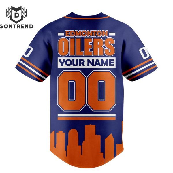 Personalized Edmonton Oilers Logo Baseball Jersey