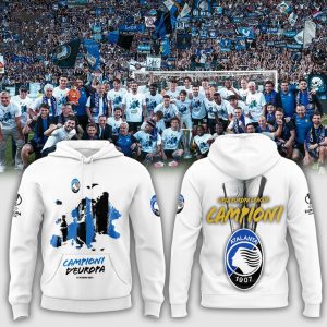 Campione Atlanta BC Felpa Con Cappuccio Europa League 2024 White Hoodie