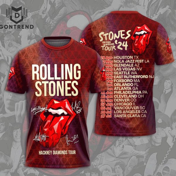 Rolling Stones Tour 2024 Rock Music 3D T-Shirt