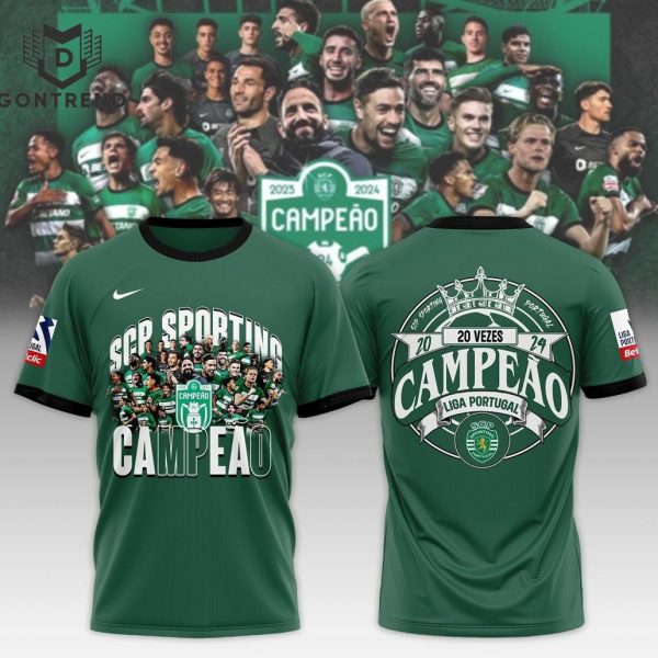 SCO Sporting Campeao 20 Vezes Liga Portugal Design 3D T-Shirt