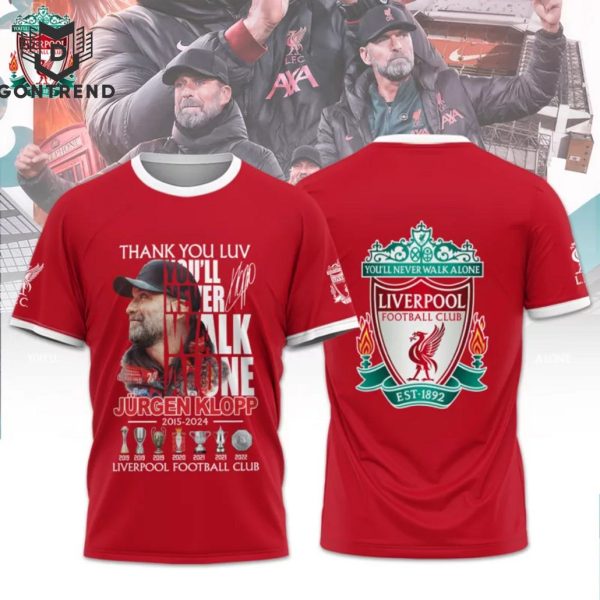 Thank You Coach Jurgen Klopp Liverpool 2015-2024 Design 3D T-Shirt