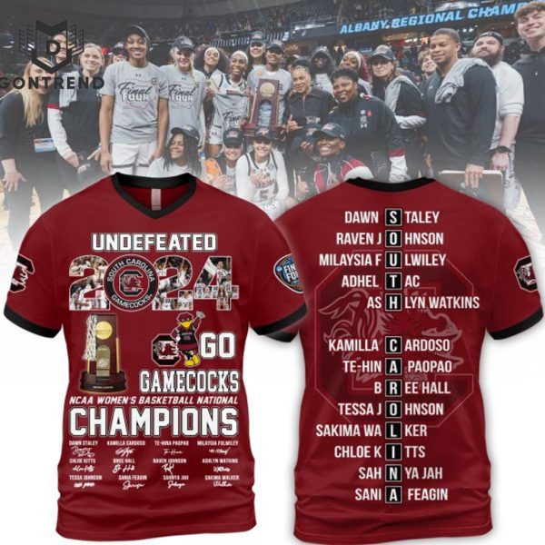 Undefeated 2024 NCAA Women Basketball National Champions South Carolina Gamecocks Signature 3D T-Shirt