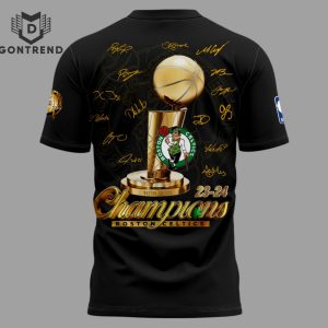 Boston Celtics 18-Time NBA Finals Champions 2024 Signature 3D T-Shirt – Black