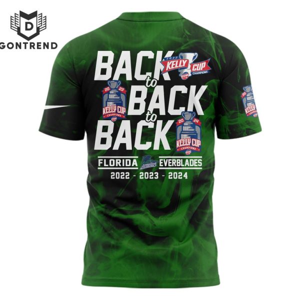 2024 Kelly Cup Champions Back To Back To Back Florida Everblades 3D T-Shirt