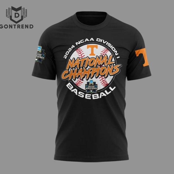 2024 NCAA College Baseball National Champions Tennessee Volunteer 3D T-Shirt – Black