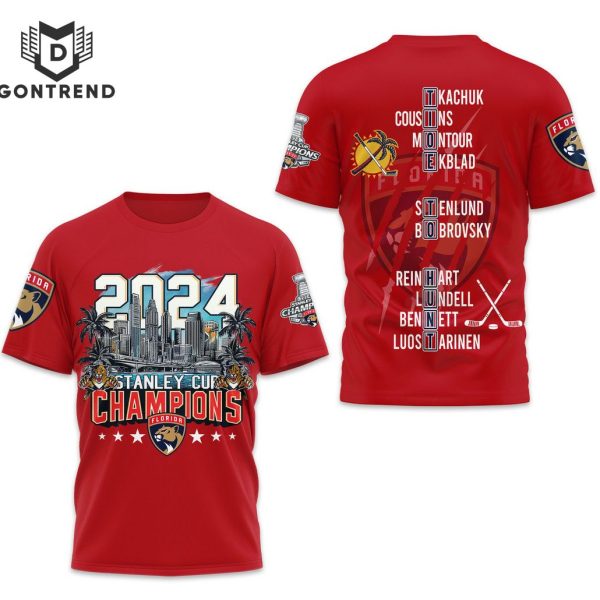 2024 Stanley Cup Champions Florida Panthers 3D T-Shirt – Red