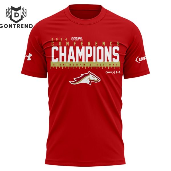 2024 USFL Conference Champions Birmingham Stallions 3D T-Shirt -Red