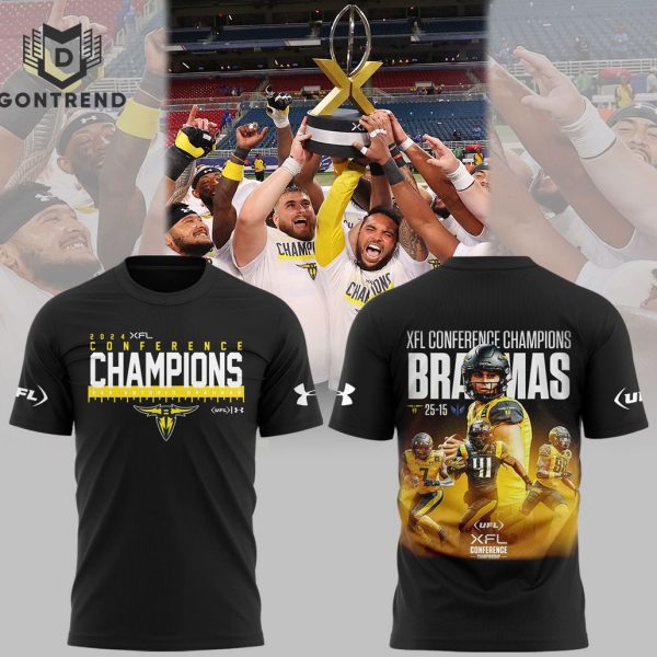 2024 XFL Conference Champions San Antonio Brahmas 3D T-Shirt – Black