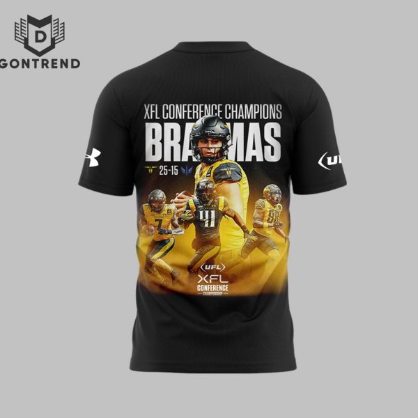 2024 XFL Conference Champions San Antonio Brahmas 3D T-Shirt – Black