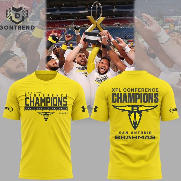 2024 XFL Conference Champions San Antonio Brahmas 3D T-Shirt – Gold