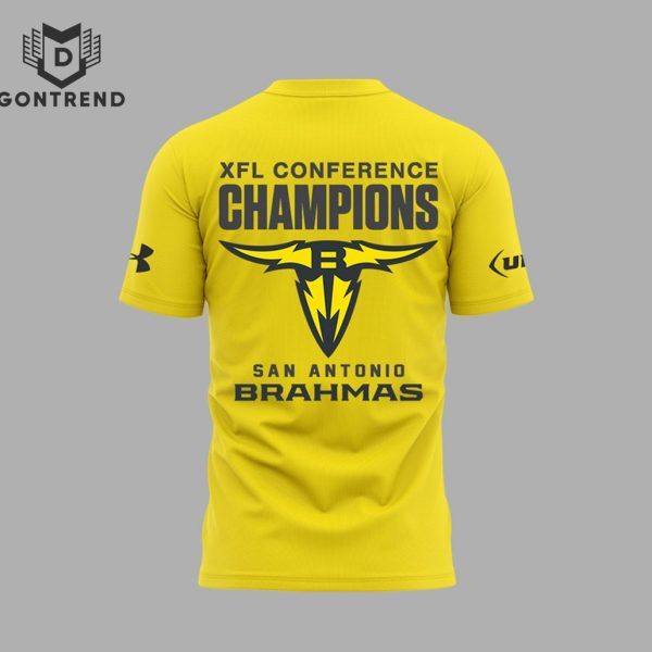 2024 XFL Conference Champions San Antonio Brahmas 3D T-Shirt – Gold