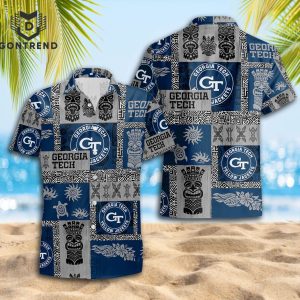 Georgia Tech Yellow Tropical Summer Hawaiian Shirt