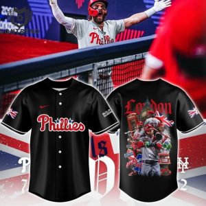 Philadelphia Phillies MLB 2024 Crossing The Pond Baseball Jersey – Black