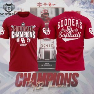 Oklahoma Sooners 2024 Big 12 Softball Conference Tournament Champions 3D T-Shirt