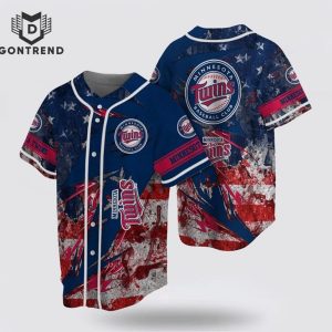 MLB Minnesota Twins With US Flag Design For Fans Baseball Jersey