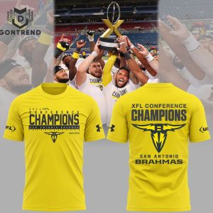 2024 XFL Conference Champions San Antonio Brahmas 3D T-Shirt – Gold