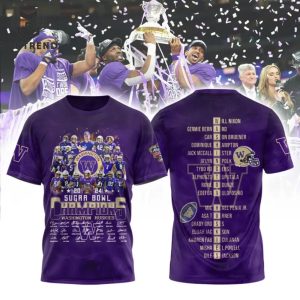 2024 Washington Huskies Football Sugar Bowl 3D T-Shirt