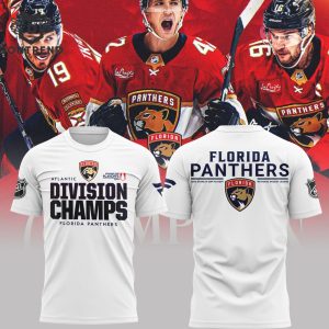 NHL Florida Panthers Playoffs 2024 Atlantic Division Champs Design 3D T-Shirt – White