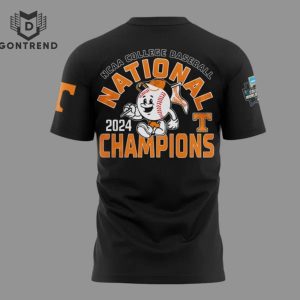 2024 NCAA College Baseball National Champions Tennessee Volunteer 3D T-Shirt – Black