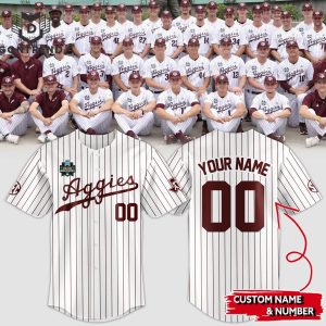 Personalized Texas A&M Aggies 2024 Men College World Series Baseball Jersey