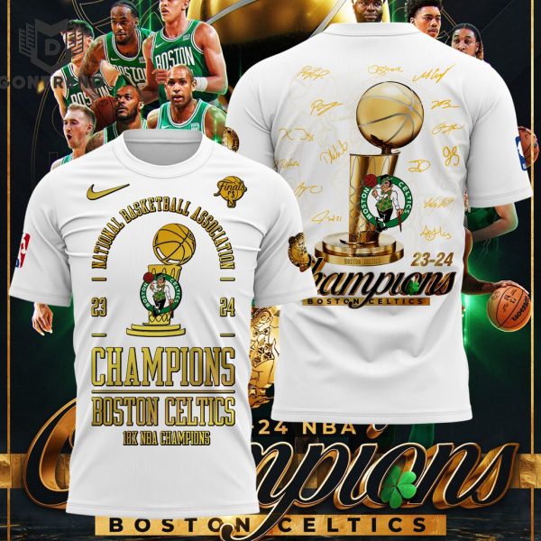 Boston Celtics 18-Time NBA Finals Champions 2024 Signature 3D T-Shirt