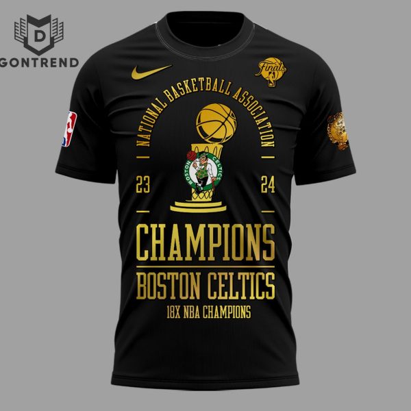 Boston Celtics 18-Time NBA Finals Champions 2024 Signature 3D T-Shirt – Black