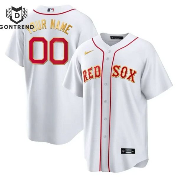 Boston Red Sox Gold Trim Custom Jersey MLB Baseball Jersey