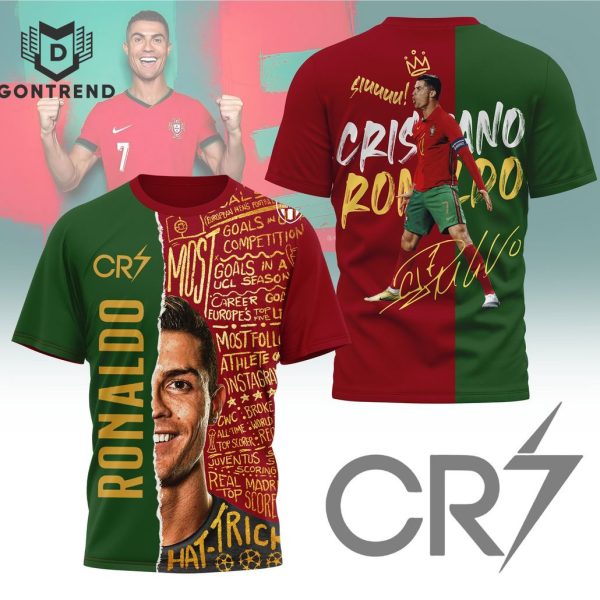 Cristiano Ronaldo Hat-Trick Signature 3D T-Shirt