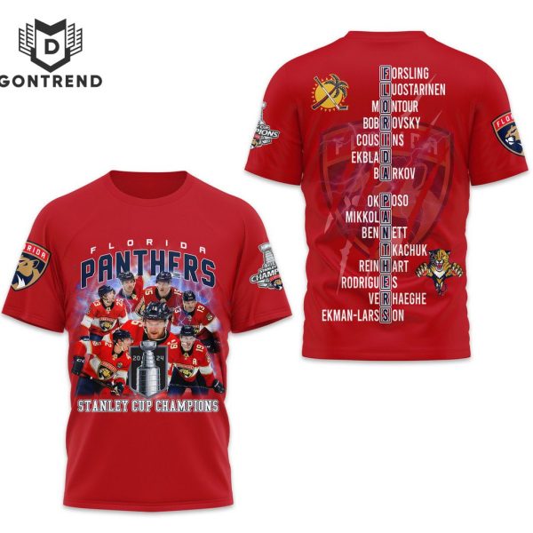 Florida Panthers Stanley Cup Champions 2024 3D T-Shirt – Red