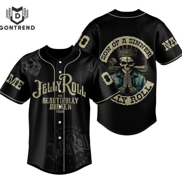 Jelly Roll The Beautifully broken tour 2024 Baseball Jersey