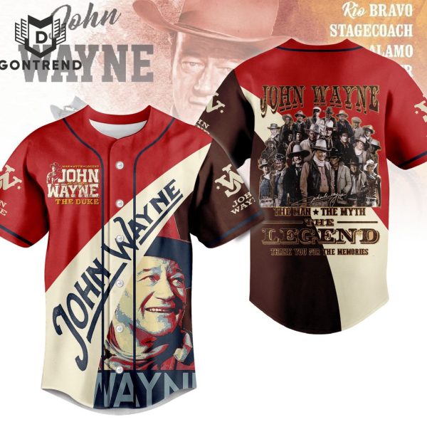 John Wayne The Man – The Myth – The Legend Thank You For The Memories Baseball Jersey