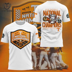 NCAA College Baseball National Champions 2024 Tennessee Volunteers 3D T-Shirt – White