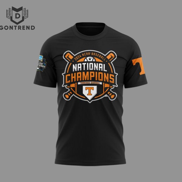 NCAA College Baseball National 2024 Champions Tennessee Volunteers 3D T-Shirt – Black