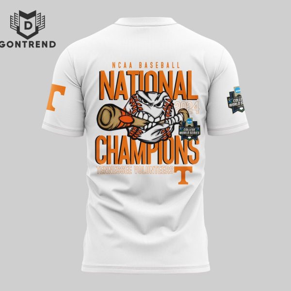 NCAA College Baseball National Champions 2024 Tennessee Volunteers 3D T-Shirt – White