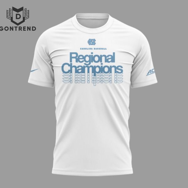 North Carolina Tar Heels Baseball Regional 2024 Champions 3D T-Shirt