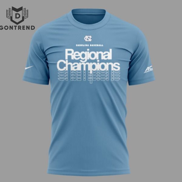 North Carolina Tar Heels Baseball Regional 2024 Champions 3D T-Shirt – Blue