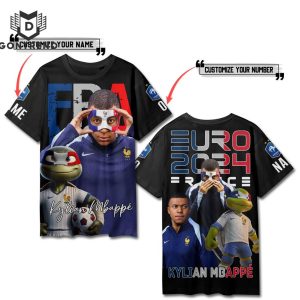 Personalized Euro 2024 France Kylian Mbappe 3D T-Shirt – White