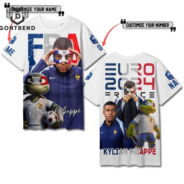 Personalized Euro 2024 France Kylian Mbappe 3D T-Shirt – White