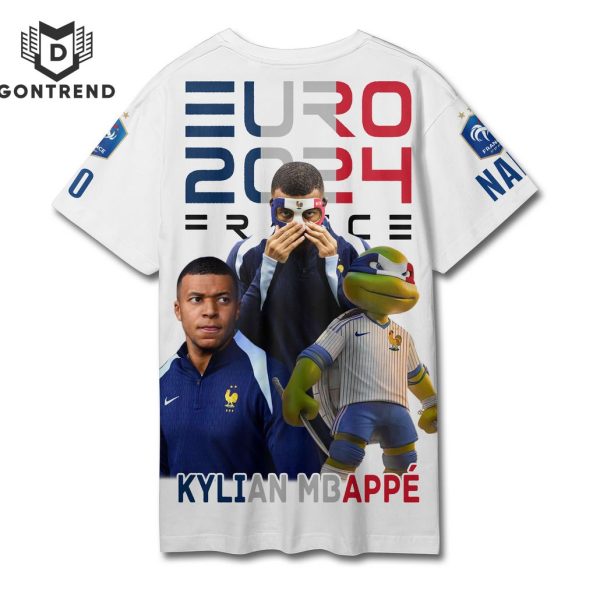 Personalized Euro 2024 France Kylian Mbappe 3D T-Shirt – White