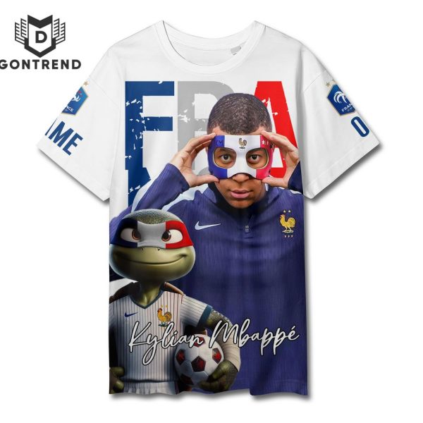 Personalized Euro 2024 France Kylian Mbappe 3D T-Shirt – White