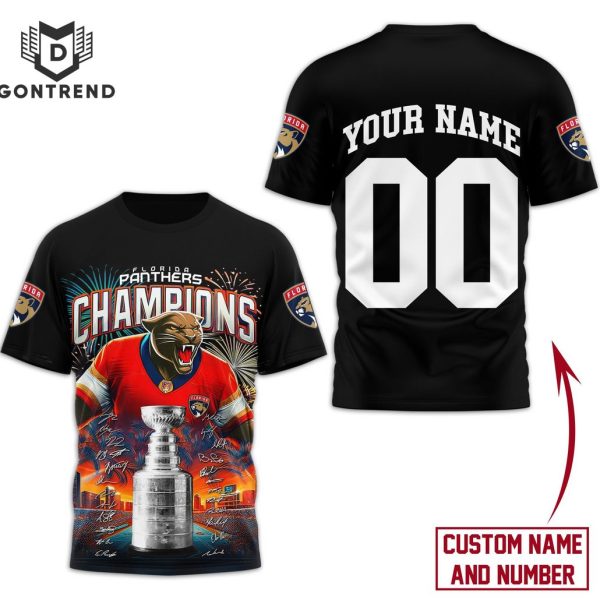 Personalized Florida Panthers Stanley Cup Champions 2024 3D T-Shirt – Black