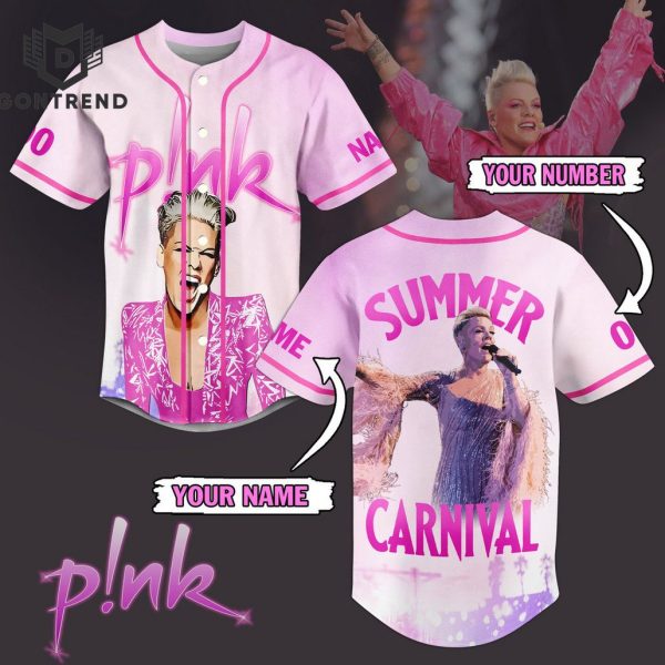 Personalized Pink Summer Carnival Design Baseball Jersey