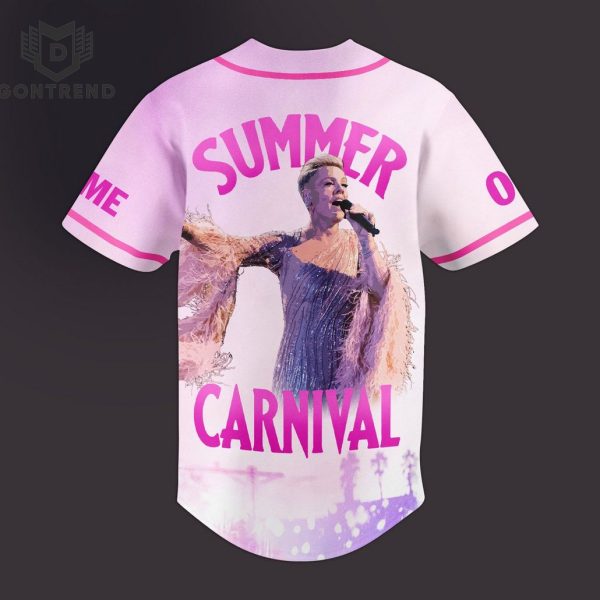 Personalized Pink Summer Carnival Design Baseball Jersey