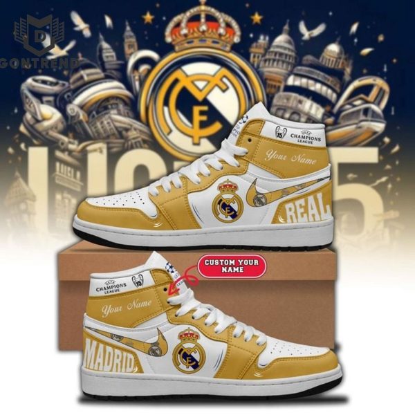 Personalized Real Madrid 2024 Champions League Winner 15 Times Air Jordan 1 High Top