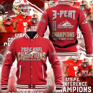 2024 USFL Champions Birmingham Stallions 3 Peat Baseball Jacket